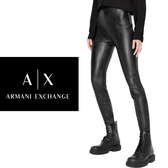 Armani Exchange Paneled Moto Leggings - Size 26 - Picture 1 of 6